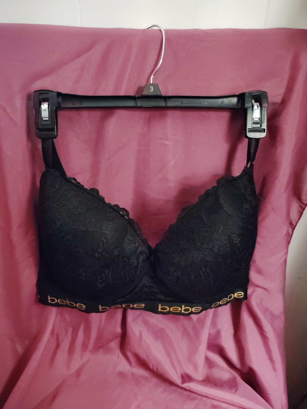 bebe Black Lace Push-Up Bralette
